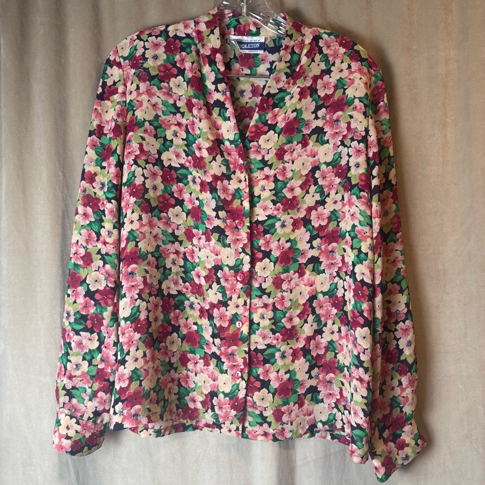 Pendleton Vintage Floral Shirt blouse feminine Blouse Western Business Casual